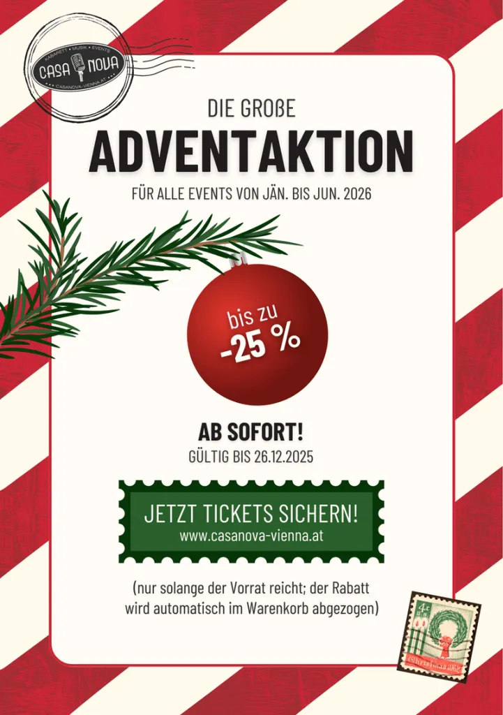 Weihnachts-Special bei CasaNova Vienna: 25 Prozent Rabatt für THE LOGE Mitglieder