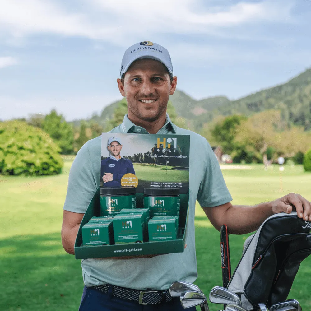 Lucas Nemecz präsentiert Hi1 GOLF – Nahrungsergänzung für Golferinnen und Golfer